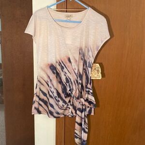 ONE WORLD Tie-Dye Short Sleeve Top - Pink and Blue
